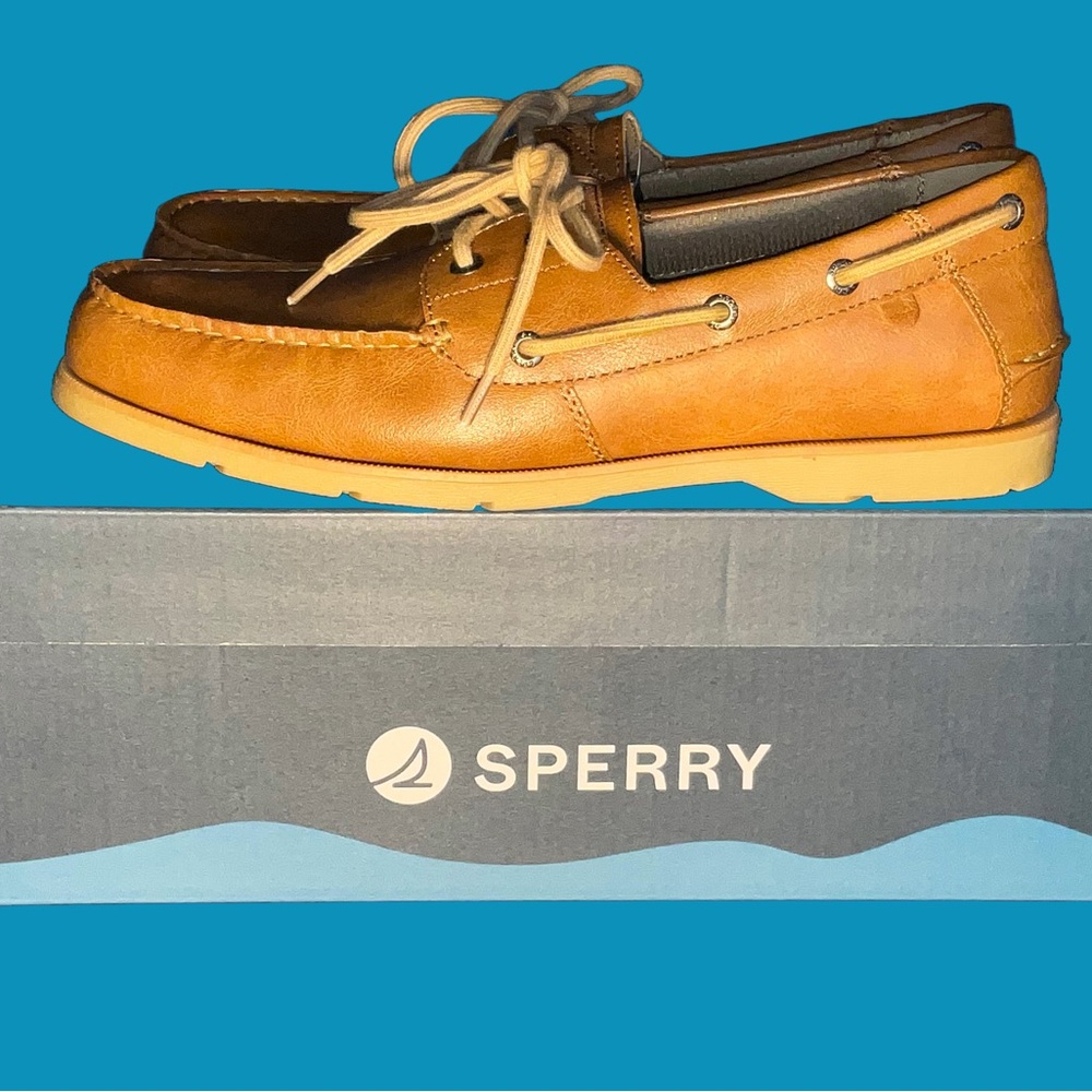 Sperry Top Sider Original Boat Shoe Men 10 Tan Leather NIB, FREE SHIPPING!!